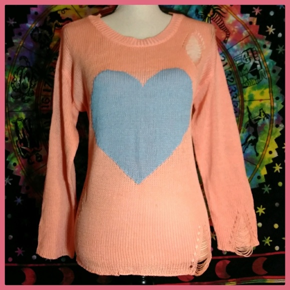 Fifty Street "Distressed" Heart Sweater - Picture 1 of 6